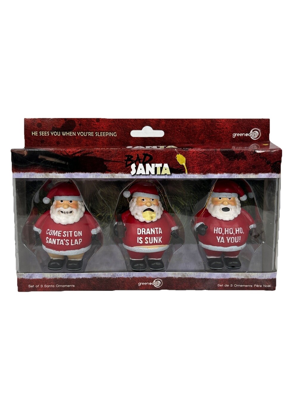 Bad Santa Christmas Ornaments Set of 3 Funny Adult Humor Xmas Tree Decor